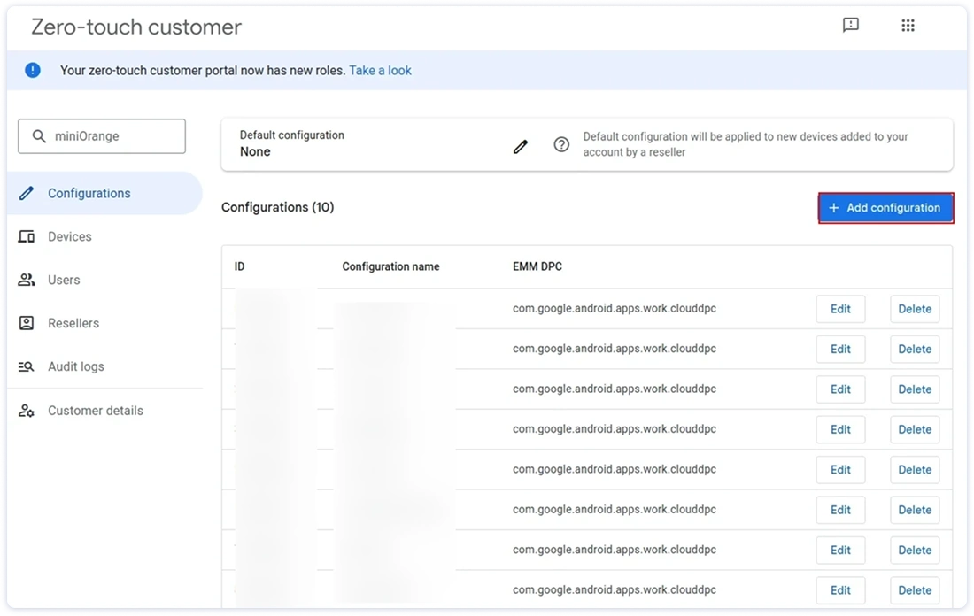 Android enterprise zero touch